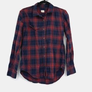 Bridge & Burn Women's XS Long Sleeve Plaid Button Down‎ Shirt Hipster Grunge